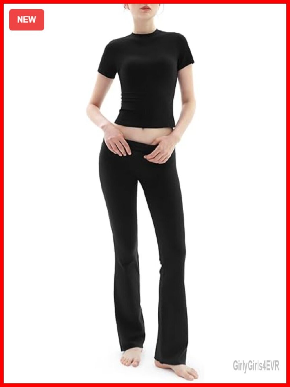 2 Piece Lounge Set Short Sleeve Top Flare Pants Matching Outfits Casual Sporty
